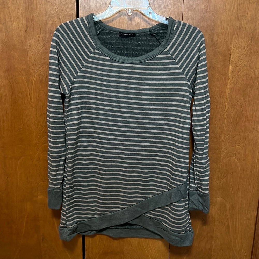 Green and cream striped Staccato long-sleeve shirt